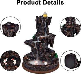 img 2 attached to Mountain River Backflow Incense Burner with Waterfall Fountain, Home Decor & Yoga Aromatherapy, Including 120 Backflow Incense Cones and 30 Incense Sticks - Brown