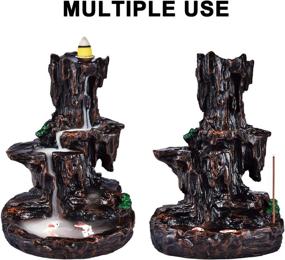 img 3 attached to Mountain River Backflow Incense Burner with Waterfall Fountain, Home Decor & Yoga Aromatherapy, Including 120 Backflow Incense Cones and 30 Incense Sticks - Brown