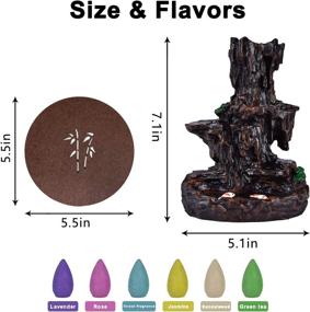 img 1 attached to Mountain River Backflow Incense Burner with Waterfall Fountain, Home Decor & Yoga Aromatherapy, Including 120 Backflow Incense Cones and 30 Incense Sticks - Brown