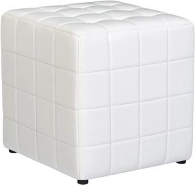 img 4 attached to 🌕 Stylish Moonlight White FIRST HILL FHW Altair Square Faux-Leather Ottoman - Elegant and Functional