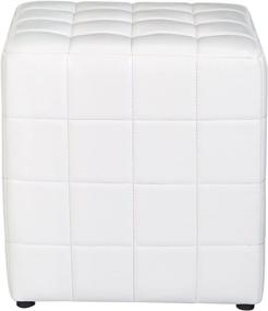 img 3 attached to 🌕 Stylish Moonlight White FIRST HILL FHW Altair Square Faux-Leather Ottoman - Elegant and Functional