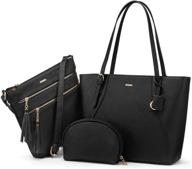stylish 3-piece handbag set: tote, shoulder bag, satchel for women in a hobo design logo