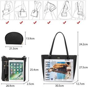 img 1 attached to Stylish 3-piece Handbag Set: Tote, Shoulder Bag, Satchel for Women in a Hobo Design