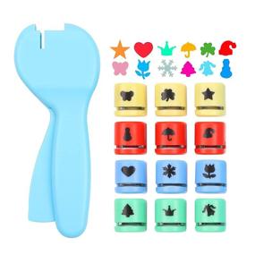 img 4 attached to 🎨 Scrapbook Paper Punch Set: Mini Shape Craft Hole Punch Kit with 12 Paper Puncher Shapes & Holder - Crafting, Scrapbooking, DIY Card Making, Office Supplies, Ideal Gifts