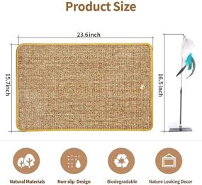 img 3 attached to 🐱 JOEJOY Cat Scratch Pad with Feather Wand Toys: Wall Mounted 23.6 X 15.7 Inch Natural Sisal Scratching Mat to Protect Furniture and Carpets