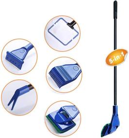 img 4 attached to IDS Home 5-in-1 Aquarium Fish Tank Cleaning Set, Functional Fish Net, Rake, Scraper, Fork, and Sponge - Aquarium Cleaning Kit