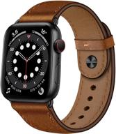 👨 ремешки из натуральной кожи ouheng для apple watch se series 7 6 5 4 3 2 1 - ретро коричневый/черный (45мм 44мм 42мм) логотип