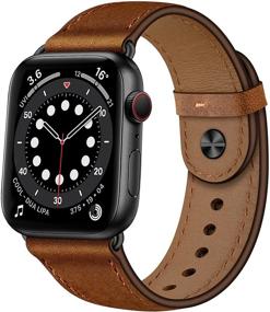 img 4 attached to 👨 Ремешки из натуральной кожи OUHENG для Apple Watch SE Series 7 6 5 4 3 2 1 - Ретро коричневый/черный (45мм 44мм 42мм)