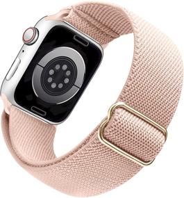 img 4 attached to Эластичный регулируемый коралловый ремешок для Apple Watch Series 7, 6, 🌸 5, 4, SE, 3, 2, 1 - Женщины Мужчины, 38/40/41мм браслет для спортивного iWatch.