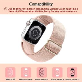 img 3 attached to Эластичный регулируемый коралловый ремешок для Apple Watch Series 7, 6, 🌸 5, 4, SE, 3, 2, 1 - Женщины Мужчины, 38/40/41мм браслет для спортивного iWatch.