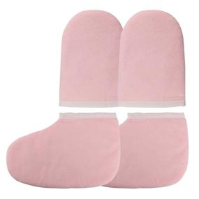 img 3 attached to 🧤 Insulated Terry Cloth Gloves and Booties Set for Paraffin Wax Bath - Segbeauty Pink Thick Wax Care Mittens for Heat Therapy Spa Treatment and Tanning - Great for Paraffin Wax Machine