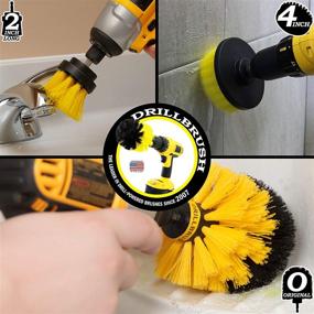 img 3 attached to 🔧 Drill Brush Attachment Set for Rims, Carpets, Grout, and Bathtub Cleaning - Power Scrubber Brush for Drill