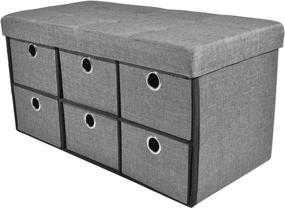 img 3 attached to 🗄️ Collapsible 6 Drawer Storage Ottoman by Achim Home Furnishings - Stylish Grey Organizer, 30'' x 15'' x 15''