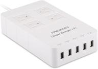 🔌 moko power strip surge protector with 5-port usb charger for iphone, ipad, and samsung galaxy - 4-outlet 1250w, 4.6ft power cord, white logo