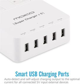 img 1 attached to 🔌 MoKo Power Strip Surge Protector with 5-Port USB Charger for iPhone, iPad, and Samsung Galaxy - 4-Outlet 1250W, 4.6ft Power Cord, White