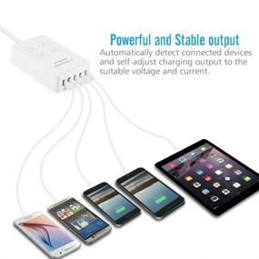 img 3 attached to 🔌 MoKo Power Strip Surge Protector with 5-Port USB Charger for iPhone, iPad, and Samsung Galaxy - 4-Outlet 1250W, 4.6ft Power Cord, White