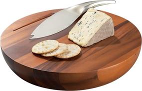 img 3 attached to 🧀 Nambe Natural Acacia Wood Harmony Cheese Board with Stainless Steel Knife - 12.25" x 2.25" - Includes Knife Holder for Added Convenience