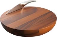 🧀 nambe natural acacia wood harmony cheese board with stainless steel knife - 12.25" x 2.25" - includes knife holder for added convenience logo