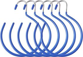 img 3 attached to Metal LifePassion Scarf Purse Belt Hanger Closet Hooks Set of 6 Non Slip Ring Holder Organizer, Blue