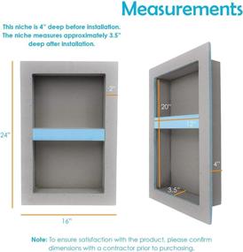 img 3 attached to 🚿 Houseables Shower Niche: 12x20 Inch Grey Storage Shelf, Waterproof & Leak-Proof, Recessed Preformed Caddy for Bathroom, Tile Prefab Shelves - Installation Size: 13”x21”