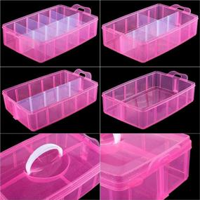 img 2 attached to 🎨 SGHUO 3-Tier Pink Craft Storage Container Box - Stackable Organizer with Dividers for Art Supplies, Fuse Beads, Washi Tapes, Beads, Hair Accessories, Nail - 9.5X6.5X7.2inch