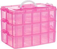 🎨 sghuo 3-tier pink craft storage container box - stackable organizer with dividers for art supplies, fuse beads, washi tapes, beads, hair accessories, nail - 9.5x6.5x7.2inch logo