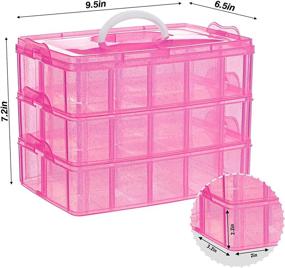 img 3 attached to 🎨 SGHUO 3-Tier Pink Craft Storage Container Box - Stackable Organizer with Dividers for Art Supplies, Fuse Beads, Washi Tapes, Beads, Hair Accessories, Nail - 9.5X6.5X7.2inch