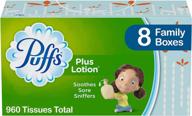 🤧 puffs plus lotion facial tissues - 8 family boxes, 960 tissues total! logo