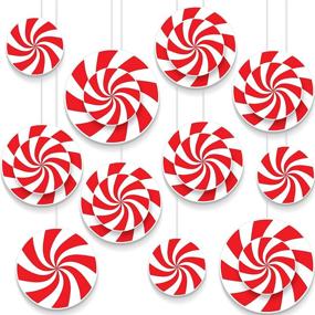 img 4 attached to Blulu 18 Pieces Peppermint shaped Candy Wall Cut Outs for Christmas Party Home Decoration Supplies