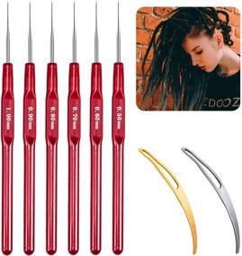 img 4 attached to 🧶 6 Crochet Hooks + 2 Hair Locking Tools for Dreadlocks, Hair Braiding, and Braid Crafting - Ideal for Loc Crochet Needles and Hair Lock Maintenance