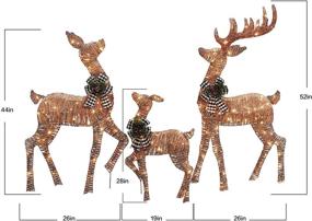 img 2 attached to 🎄 Pre-Lit Rustic Deer Family with Buffalo Plaid Bows - 3 Piece Sculpture Decoration for Outdoor Christmas Yard, Garden, and Holiday Winter Display