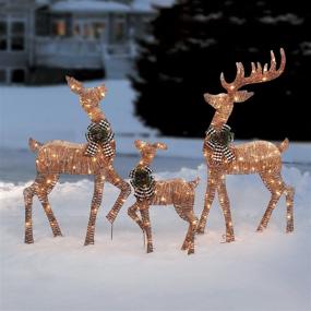 img 3 attached to 🎄 Pre-Lit Rustic Deer Family with Buffalo Plaid Bows - 3 Piece Sculpture Decoration for Outdoor Christmas Yard, Garden, and Holiday Winter Display