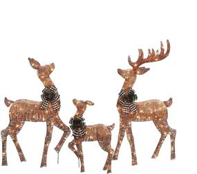 img 4 attached to 🎄 Pre-Lit Rustic Deer Family with Buffalo Plaid Bows - 3 Piece Sculpture Decoration for Outdoor Christmas Yard, Garden, and Holiday Winter Display