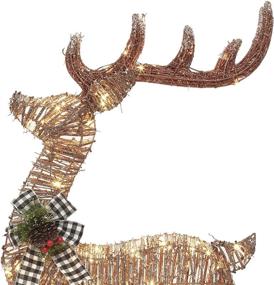 img 1 attached to 🎄 Pre-Lit Rustic Deer Family with Buffalo Plaid Bows - 3 Piece Sculpture Decoration for Outdoor Christmas Yard, Garden, and Holiday Winter Display