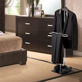 img 2 attached to Efficient Suit Valet: Brown Wood & Metal Floor Stand for Organized Garments and Stylish Storage