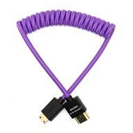 💜 кондор синий джеральд раскручивающийся мини hdmi на полный hdmi спиральный кабель, 2.0 высокоскоростной 4k 3d hdr нейлоновый оплетенный для мониторов кино на камере, 3840 x 2160-60 гц, 12-24 дюйма, фиолетовый логотип