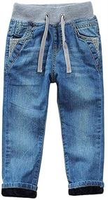 img 2 attached to Pure Cotton Denim Jeans Pants for Big Boys Toddler Kids