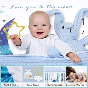 img 1 attached to Unisex Baby Monthly Milestone Blanket Set - Growth Chart Nursery Blanket for Newborns, Baby Shower Gift - Includes Bandana Drool Bib & Baby Hat