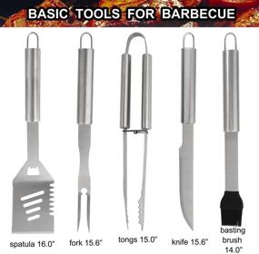 img 3 attached to 🔥 Grilljoy 24PCS BBQ Grill Tools Set with Meat Thermometer and Injector - Premium Stainless Steel Spatula, Fork & Tongs - Complete BBQ Accessories in Aluminum Case - Ideal Grill Gifts for Men