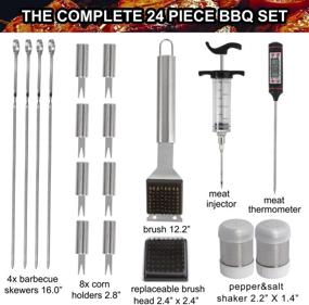 img 2 attached to 🔥 Grilljoy 24PCS BBQ Grill Tools Set with Meat Thermometer and Injector - Premium Stainless Steel Spatula, Fork & Tongs - Complete BBQ Accessories in Aluminum Case - Ideal Grill Gifts for Men