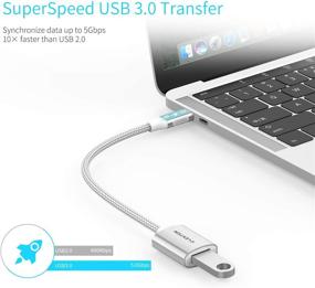 img 3 attached to 🇷🇺 LENTION адаптер USB C к USB 3.0 - переходник Type C мужской на USB 3.0 женский для MacBook Pro, iPad Pro, Chromebook, телефона/планшета - серебристый (CB-C6-1P)