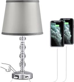 img 3 attached to 💎 Versatile Crystal Table Lamp: Touch Control, Type-C & USB Charging Ports, Ideal for Bedroom, Living Room, and Office Decor (Silver)