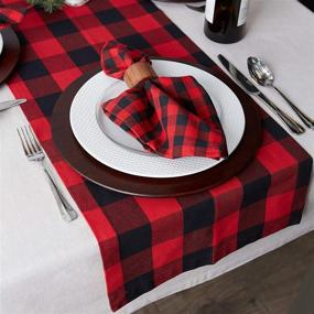 img 1 attached to 🏡 DII Buffalo Check Collection: Farmhouse Table Runner in Red & Black, 14x72 Inches