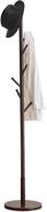 🧥 soohow freestanding wooden coat rack with 8 hooks and stable round base - corner parlor floor standing clothes & hat rack for home or office logo
