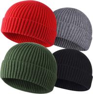 🧢 4-pack men's wool fisherman beanies by roybens: knit short watch cap winter hats for optimal warmth logo