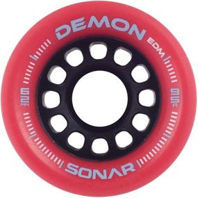 img 2 attached to 🔴 Sonar Demon EDM Roller Skate Wheels - Red 95A - 4 Pack of 43mm x 62mm Wheels