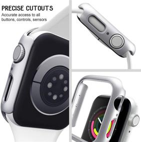 img 3 attached to Стильный набор чехлов Mugust для Apple Watch 🍎 38мм: прозрачный/черный/серебристый/красный, идеальная защита для серий 3 2 1.