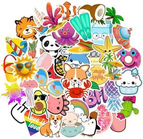 img 3 attached to 🌊 100-Piece Waterproof Vinyl Summer Beach Theme Stickers Pack for Laptops, Phones, and Water Bottles
