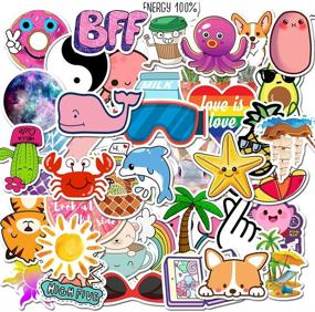 img 1 attached to 🌊 100-Piece Waterproof Vinyl Summer Beach Theme Stickers Pack for Laptops, Phones, and Water Bottles