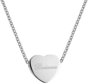 img 4 attached to 💎 LuxglitterLin Personalized Stainless Steel Initial Nameplate Pendant with Dainty Heart Engraving - Ideal Necklace for Women